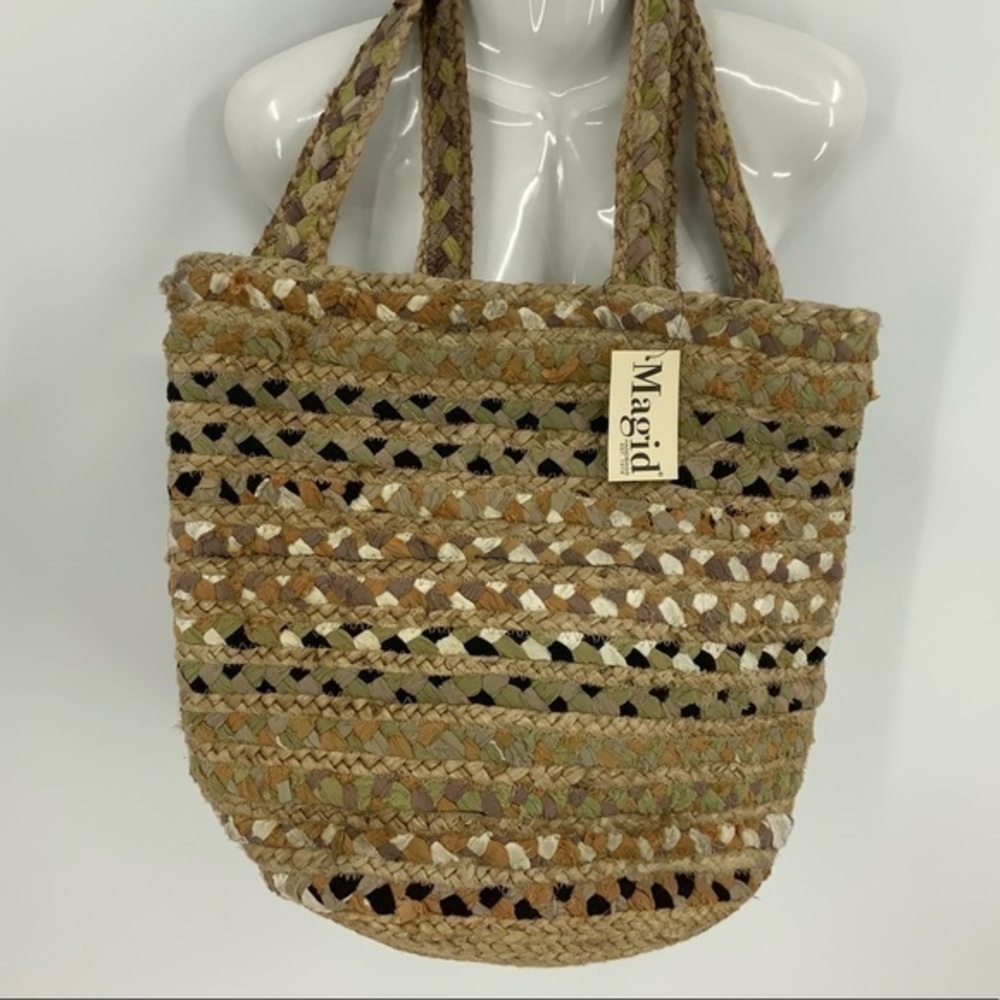 Magid large woven basket purse in natural